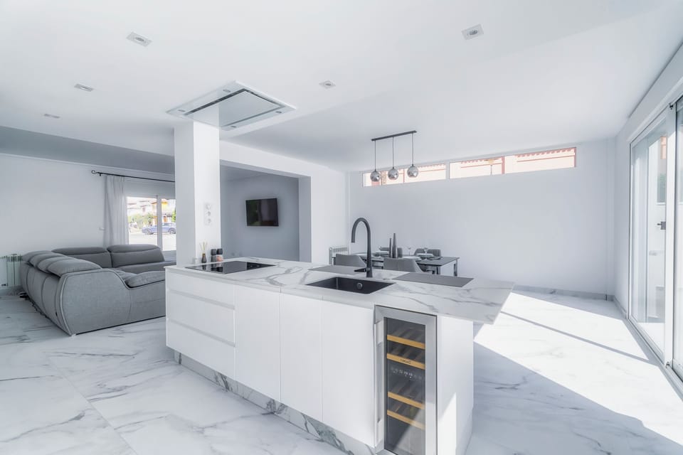 Villa | Private kitchen | Fridge, microwave, oven, stovetop