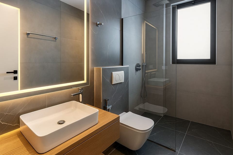 Hair dryer, children's robes, bidet, towels