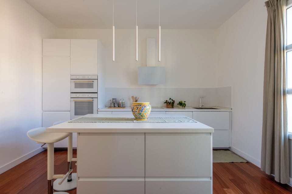 Apartment, Balcony | Private kitchen | Full-size fridge, microwave, oven, stovetop