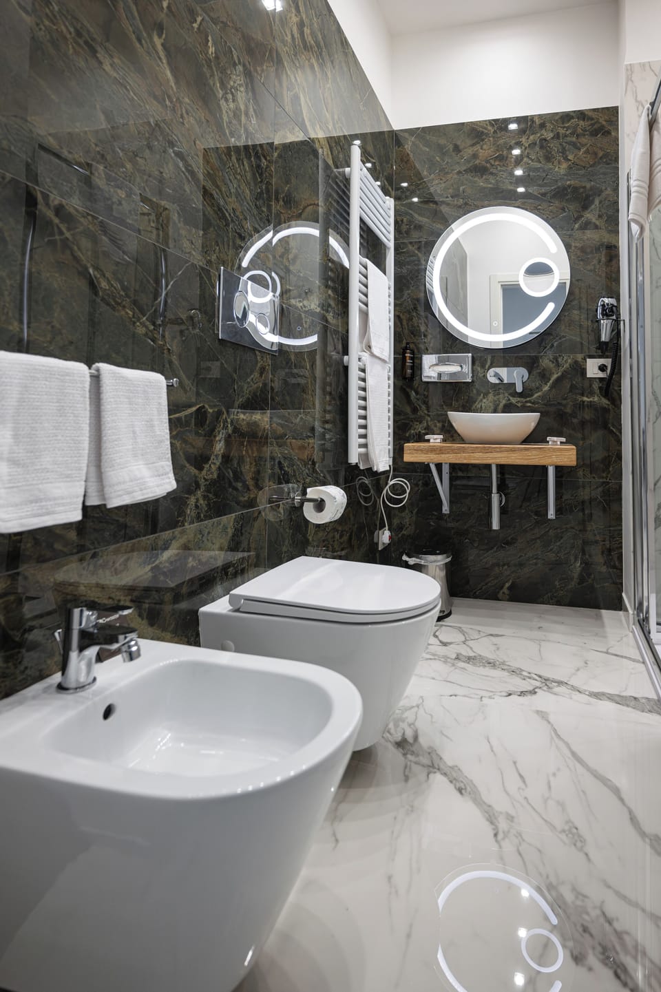 Double or Twin Room, Balcony, City View | Bathroom | Shower, hair dryer, bathrobes, slippers