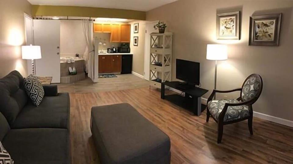 40-inch flat-screen TV with satellite channels, TV