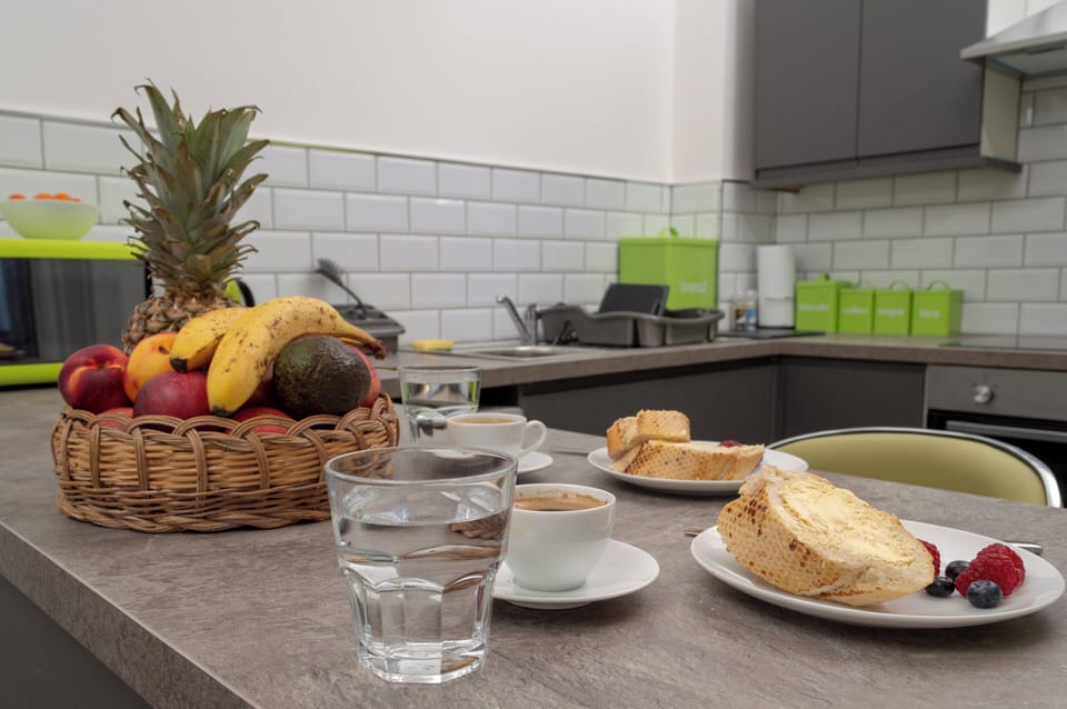 Apartment | Private kitchen | Fridge, microwave, oven, stovetop