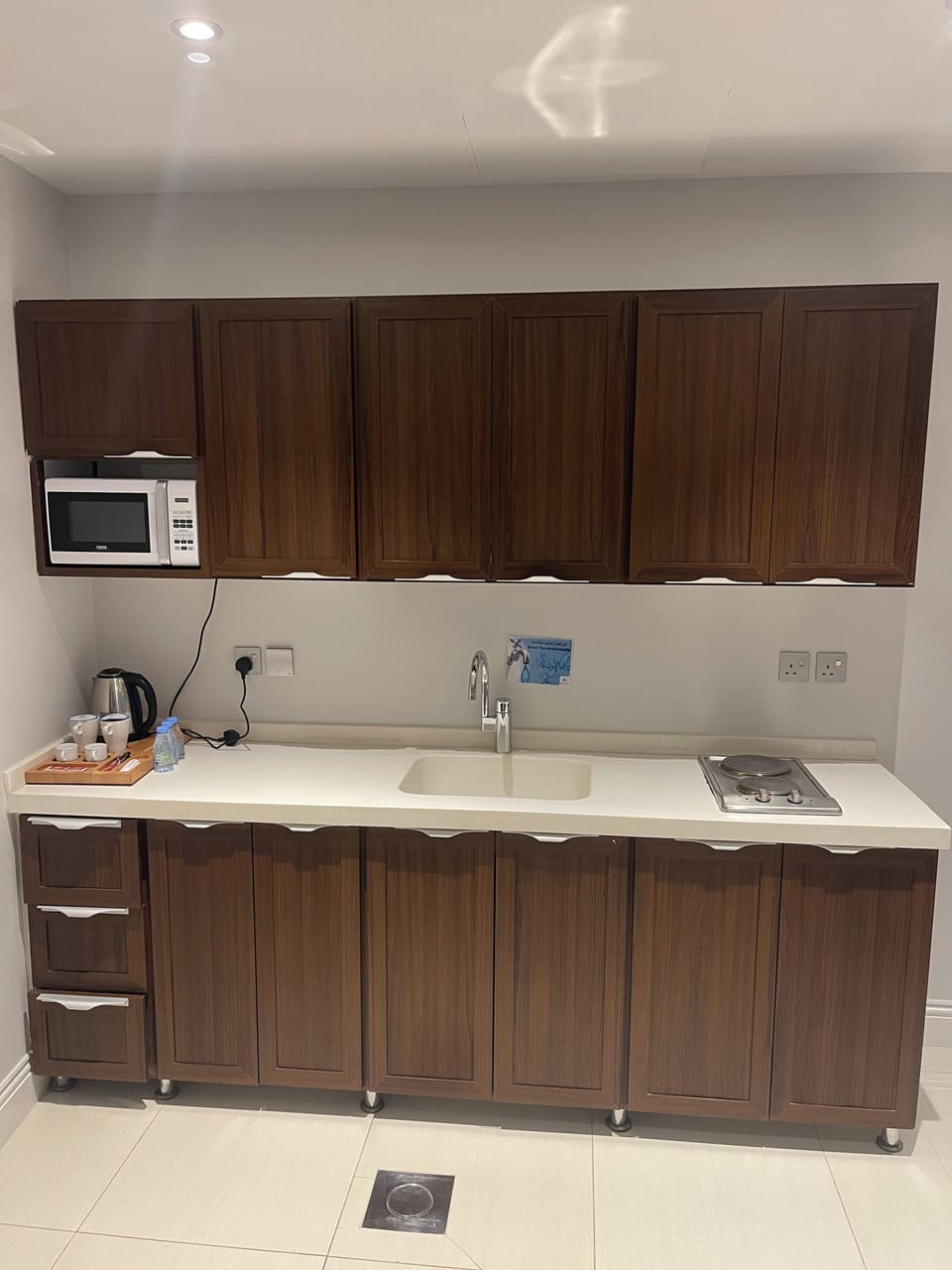 Mini-fridge, microwave, stovetop, highchair