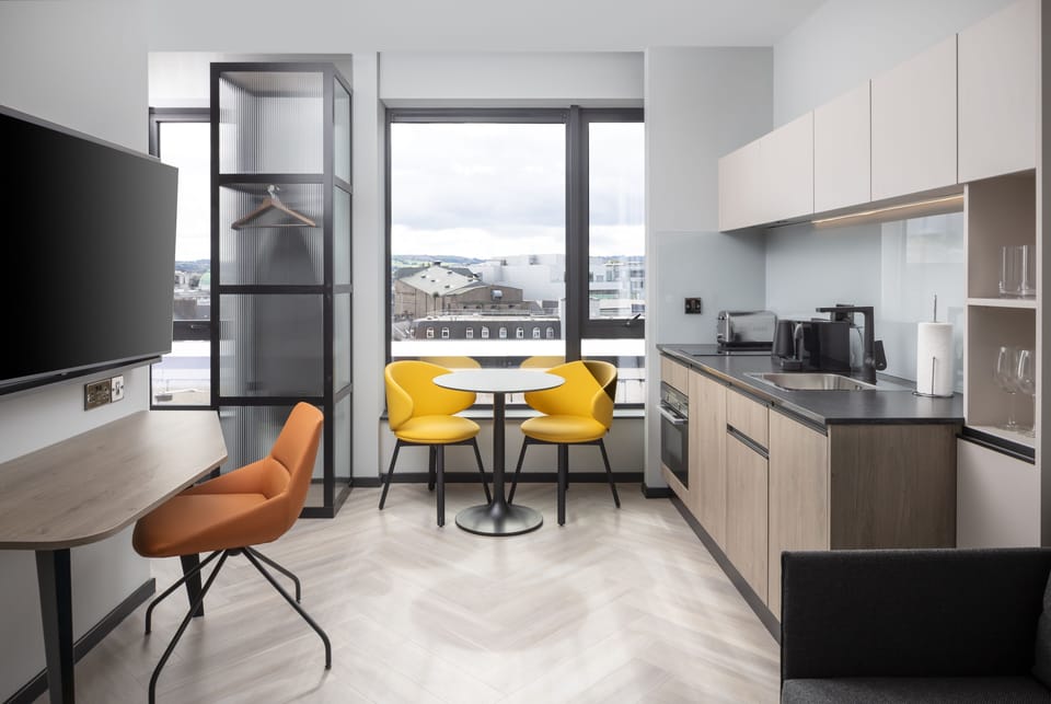 In-room safe, desk, laptop workspace, soundproofing