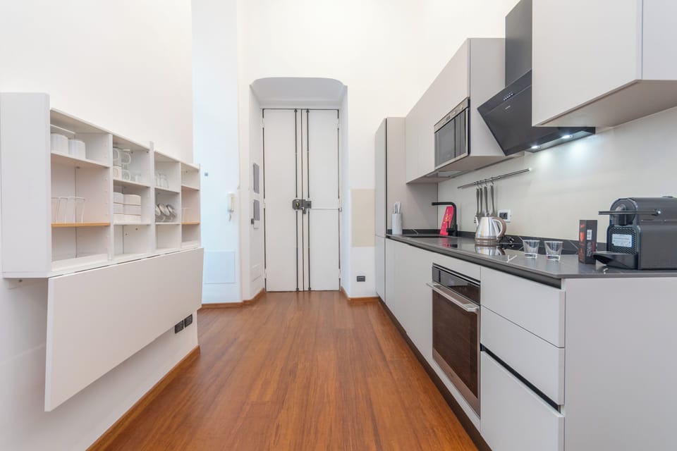 Apartment | Private kitchen | Fridge, microwave, oven, stovetop