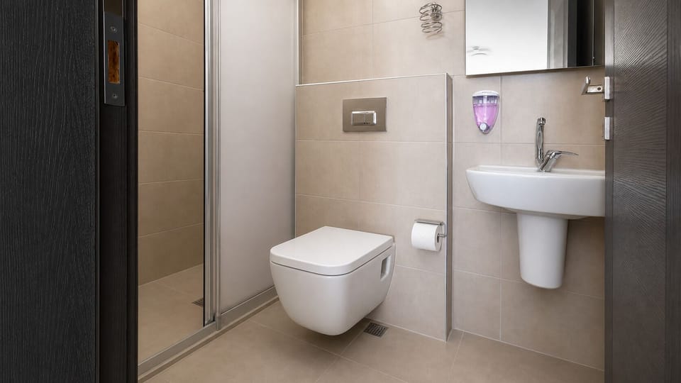 Standard Double Room, Sea View | Bathroom | Shower, hair dryer, towels, soap