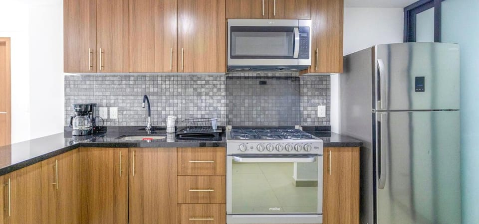 Exclusive Apartment, 2 Bedrooms, Balcony, City View | Private kitchen | Full-size fridge, microwave, oven, toaster