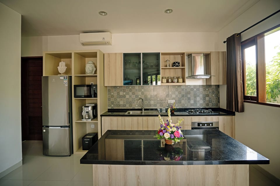 Luxury Villa, 3 Bedrooms, Pool View | Private kitchen | Full-size fridge, microwave, oven, stovetop