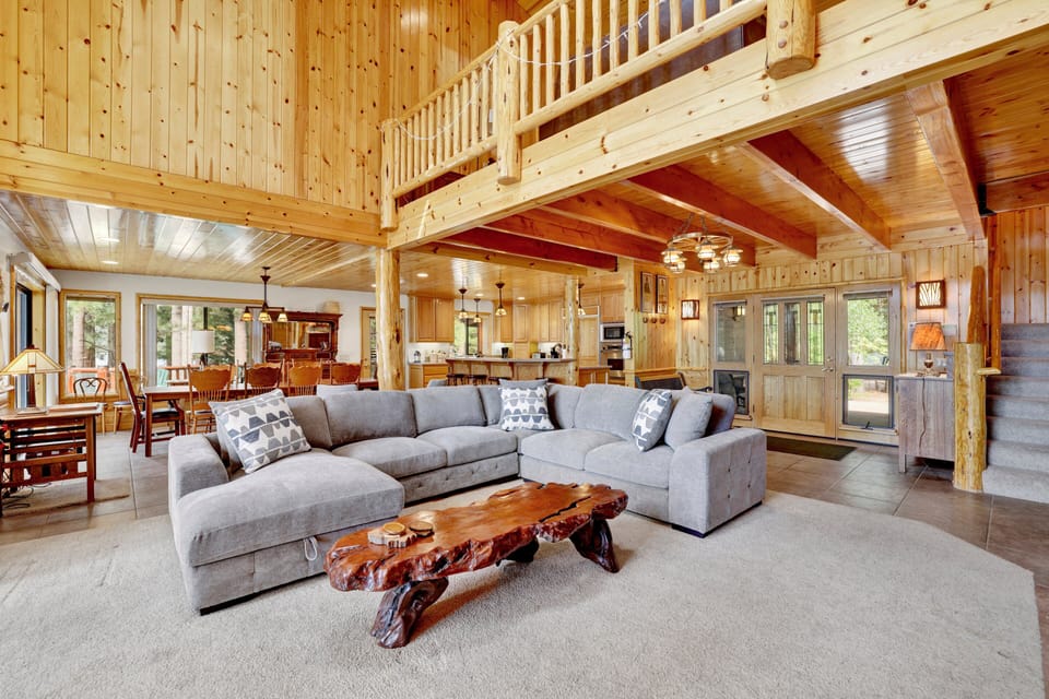 Cabin, Multiple Beds, Hot Tub, Beach View (2471) | Living area | Fireplace
