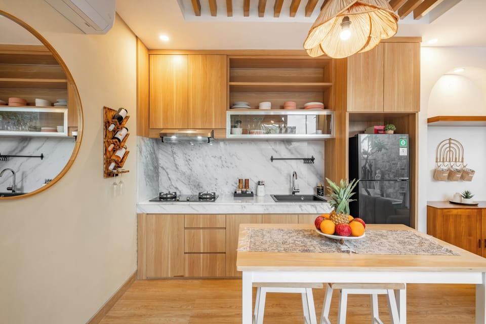 Villa, 2 Bedrooms, Pool View | Private kitchen | Coffee/tea maker, highchair, cleaning supplies, paper towels