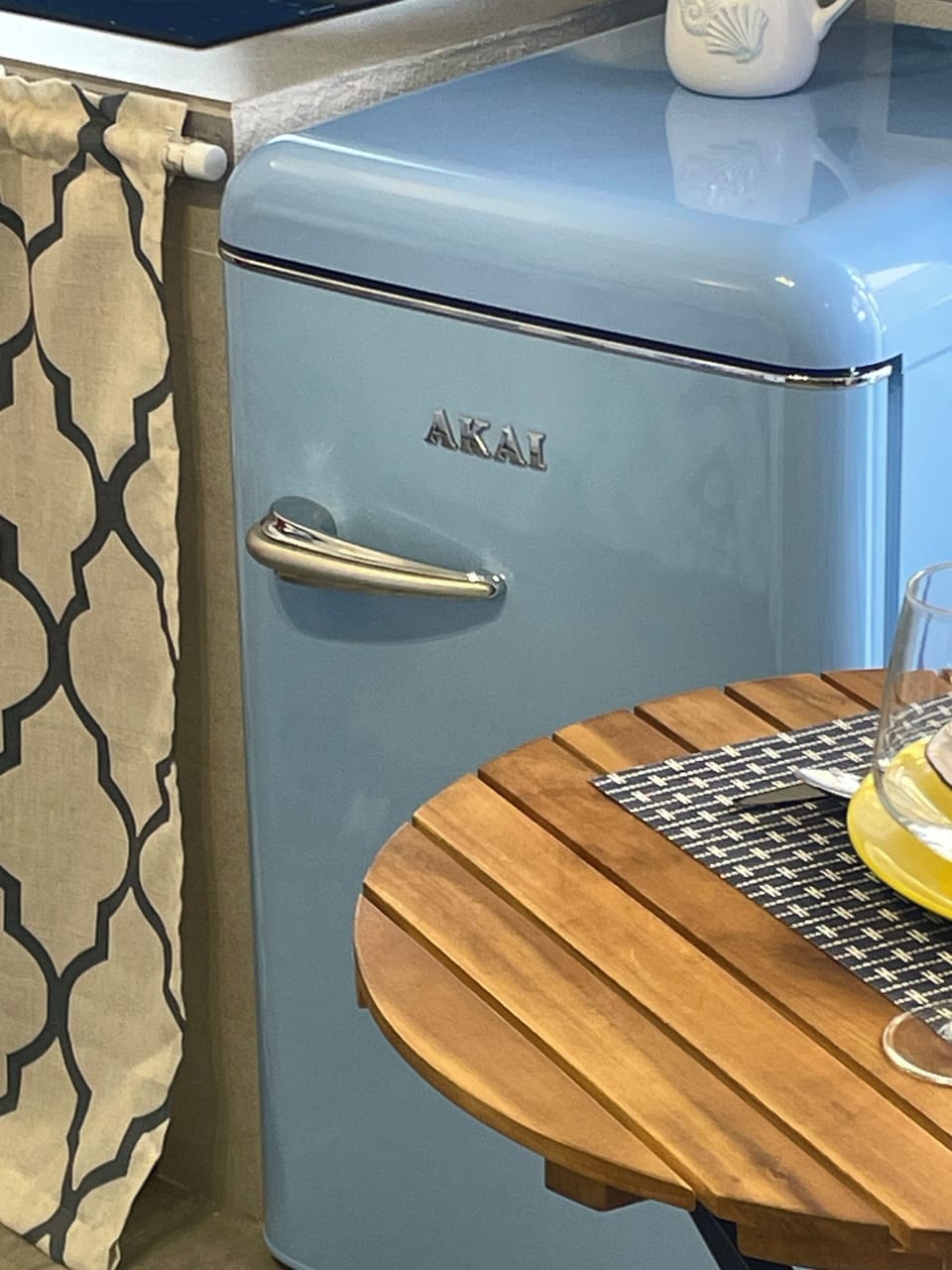 Mini-fridge, espresso maker, coffee/tea maker, electric kettle