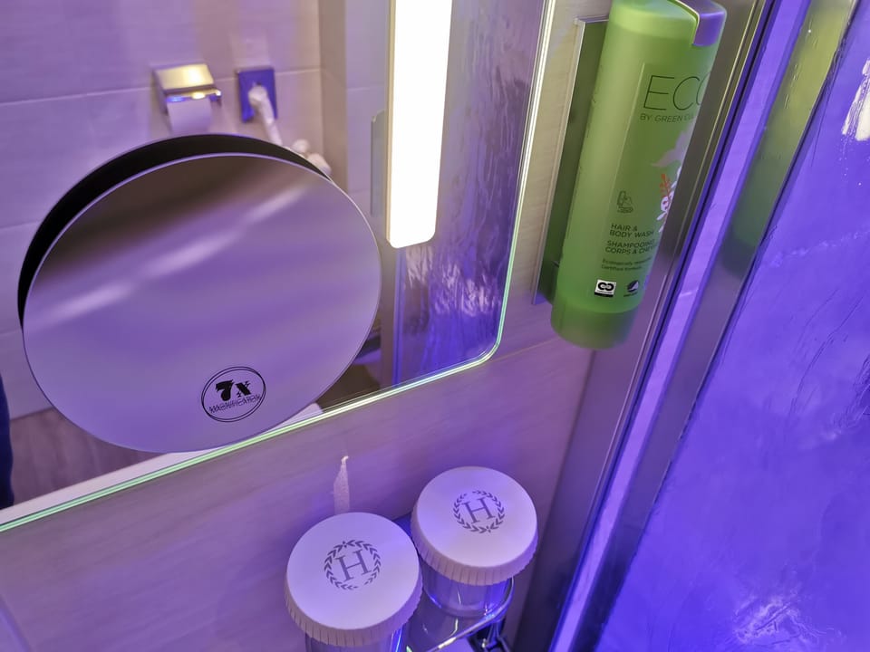 Free toiletries, hair dryer, towels, soap