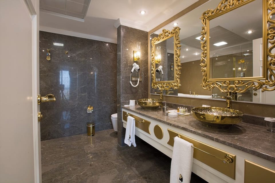 Presidential Room | Bathroom | Shower, hair dryer, slippers, towels