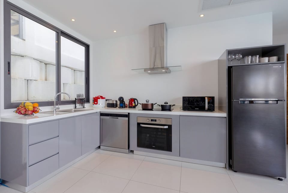 Design Villa, 4 Bedrooms, Pool View | Private kitchen | Espresso maker, electric kettle