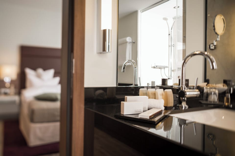 Hair dryer, bathrobes, slippers, soap