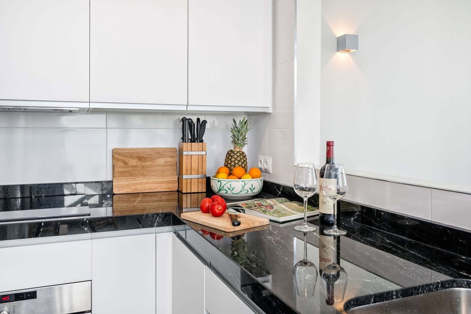 Apartment, Sea View | Private kitchen | Electric kettle, toaster, highchair