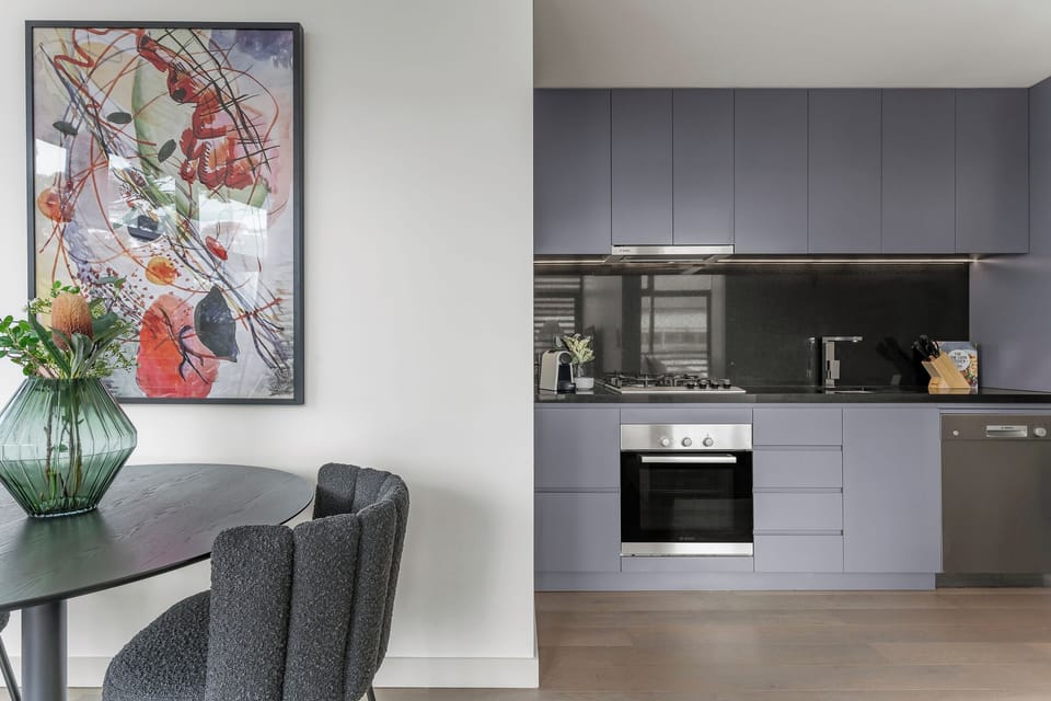 One Bedroom Apartment | Private kitchen | Full-size fridge, microwave, oven, dishwasher