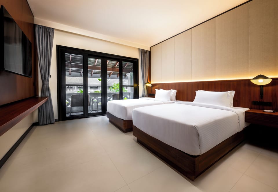 Superior Twin Room, Balcony, Pool View | In-room safe, desk, laptop workspace, iron/ironing board
