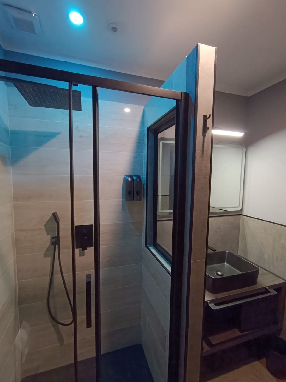 Shower, free toiletries, hair dryer, slippers