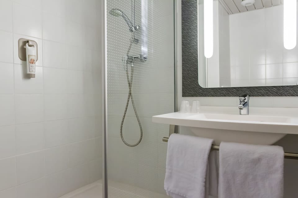 Eco-friendly toiletries, hair dryer, towels