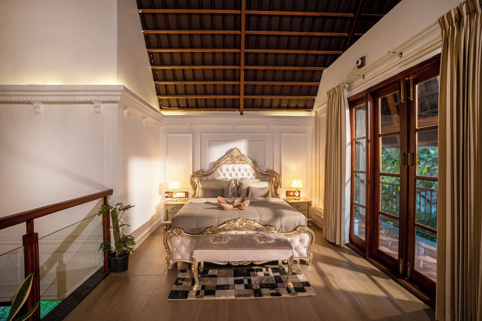 European Village with Balcony | Premium bedding, individually decorated, individually furnished, desk