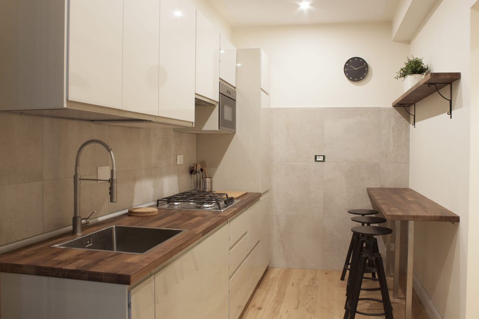 Apartment | Private kitchen | Full-size fridge, microwave, stovetop, electric kettle