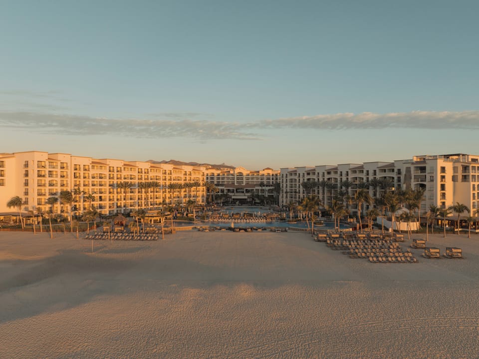 On the beach, beach cabanas, sun loungers, beach umbrellas