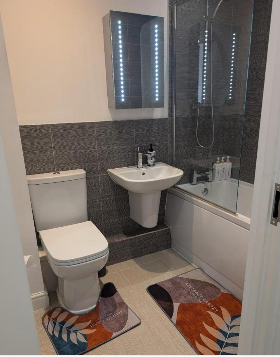 Apartment | Bathroom | Shower, hair dryer, towels