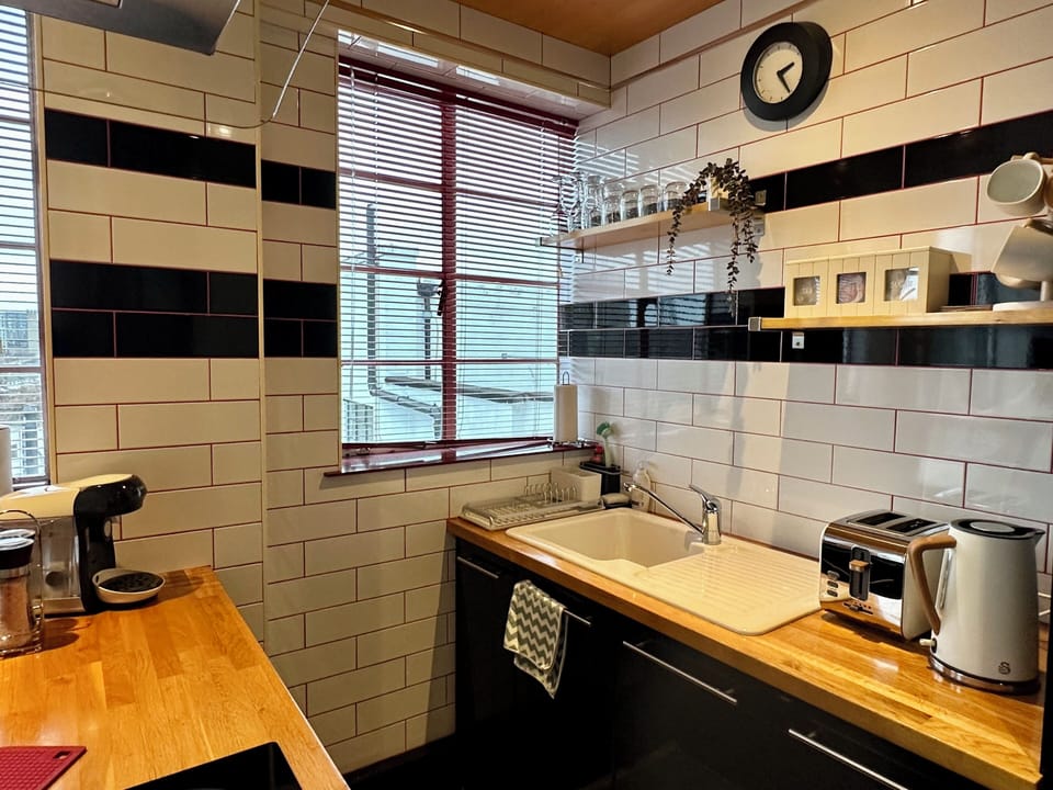 Standard Apartment, City View | Private kitchen | Full-size fridge, microwave, oven, stovetop