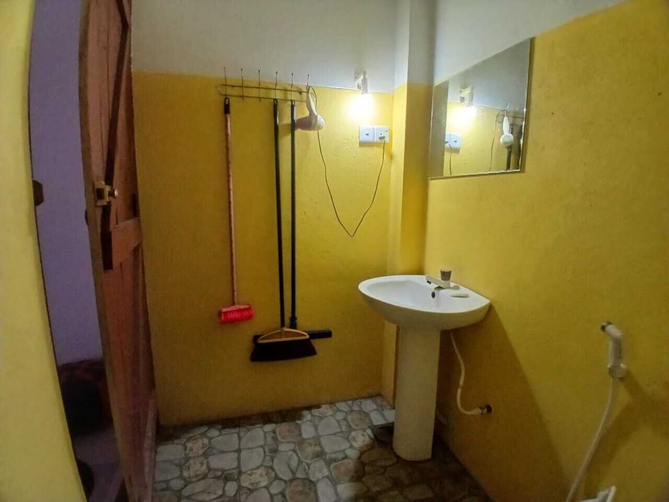Slippers, towels, soap, toilet paper