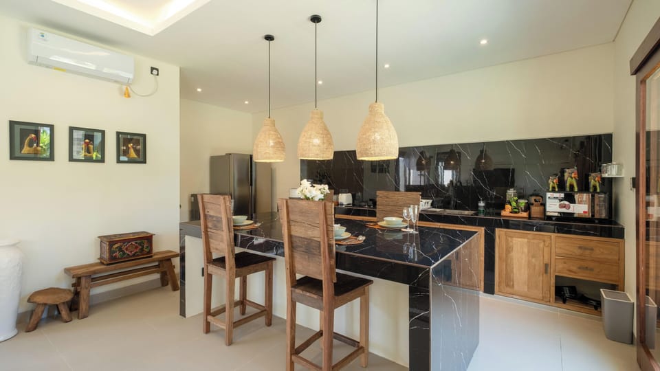 Villa, Pool View | Private kitchen | Fridge, microwave, oven, cookware/dishes/utensils