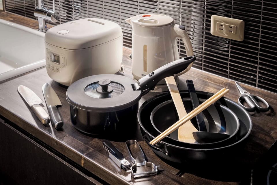 Mini-fridge, microwave, stovetop, electric kettle
