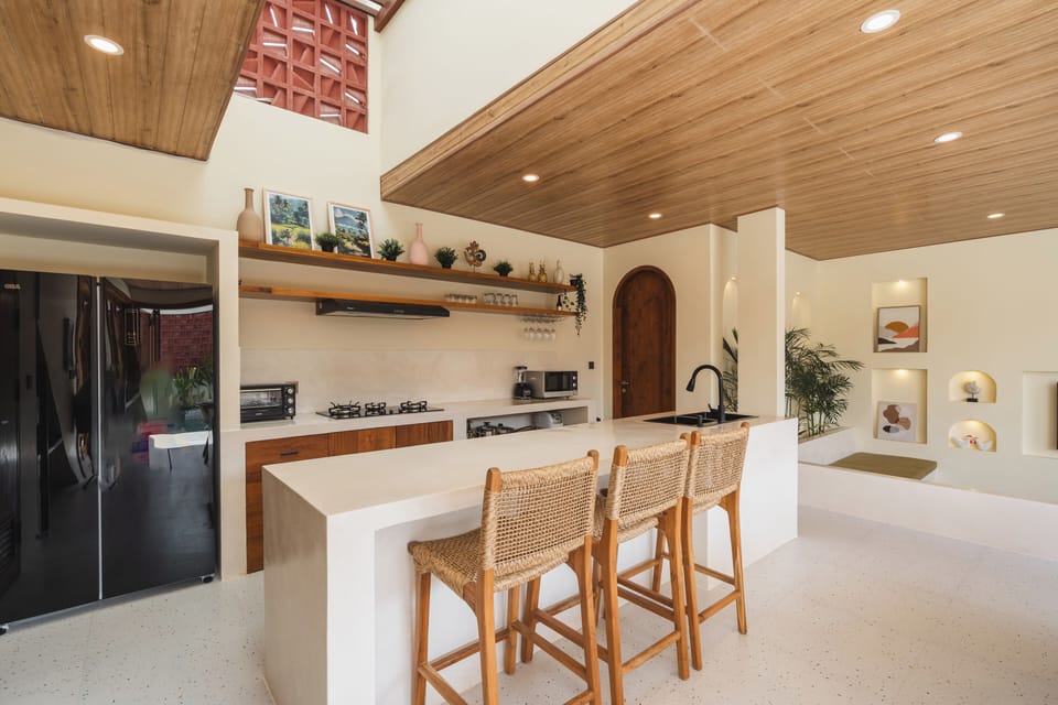 Deluxe Villa, 3 Bedrooms, Balcony, Pool View | Private kitchen | Fridge, microwave, stovetop, coffee/tea maker