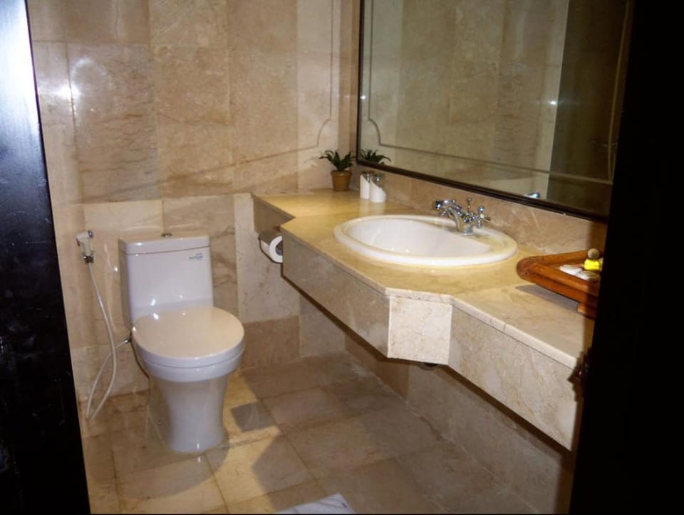 Shower, free toiletries, hair dryer, slippers