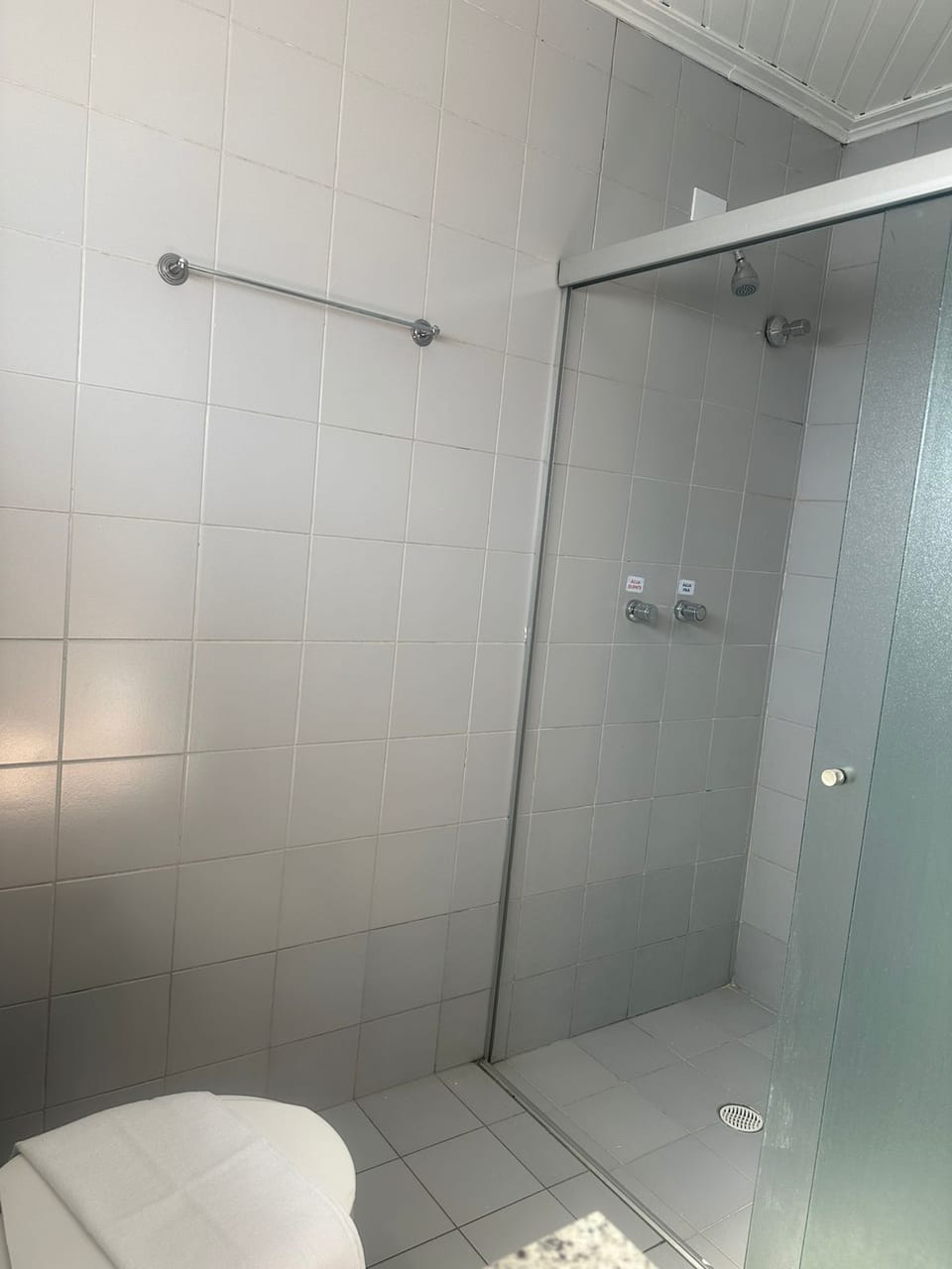 Shower, towels, soap, shampoo