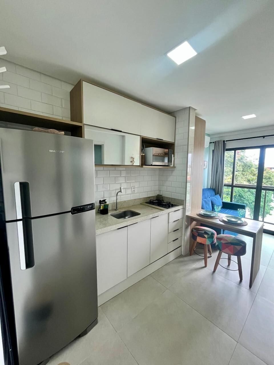 Apartment | Private kitchen | Full-size fridge, microwave, stovetop, blender
