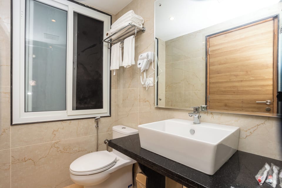Free toiletries, hair dryer, slippers, bidet