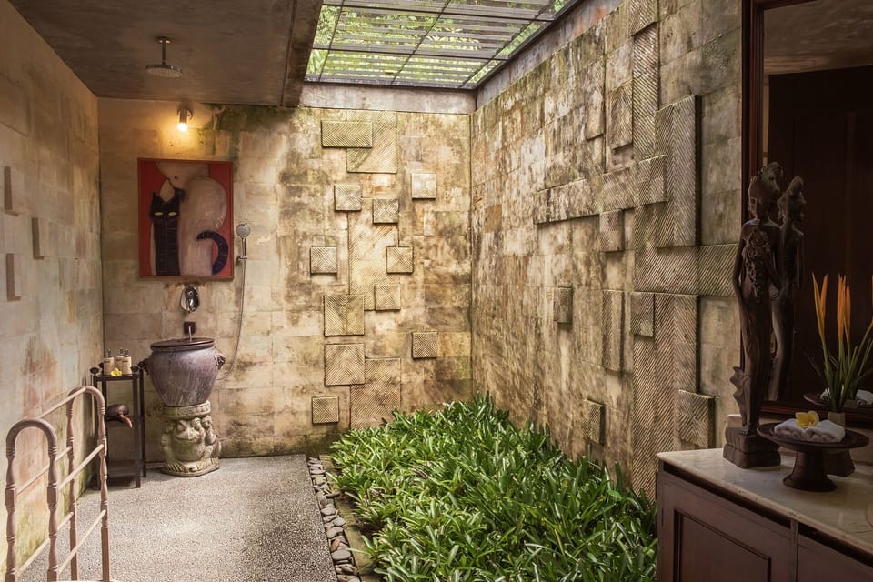 Shower, hair dryer, slippers, towels