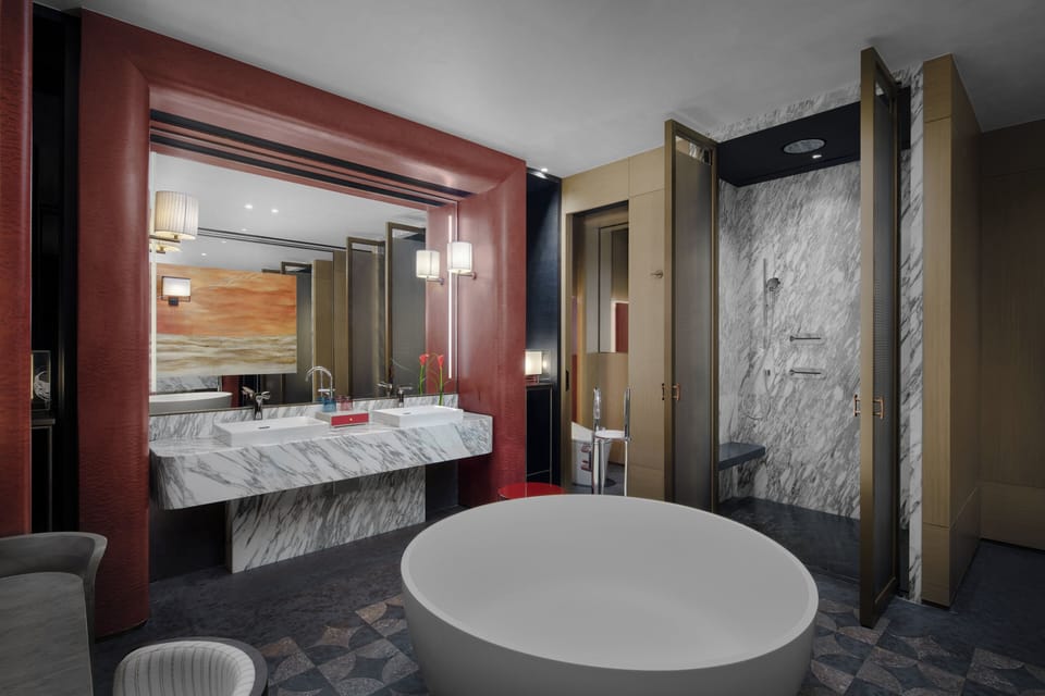 Presidential Suite, 1 King Bed | Bathroom | Designer toiletries, hair dryer, bathrobes, slippers