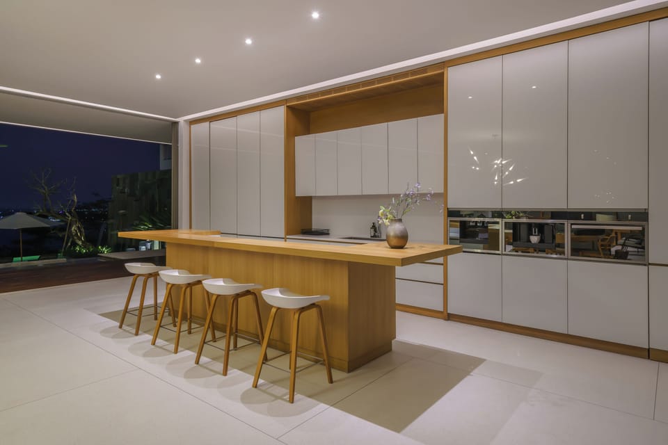 Luxury Villa, Sea View | Private kitchen | Fridge, microwave, stovetop, highchair