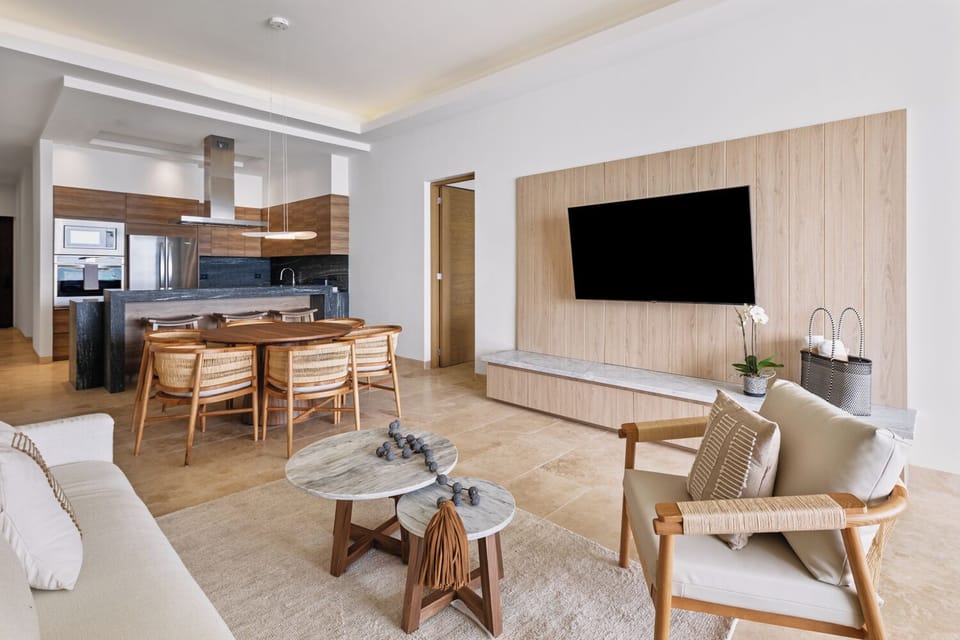 55-inch flat-screen TV with cable channels, TV