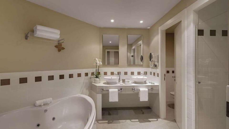Shower, hair dryer, bathrobes, slippers