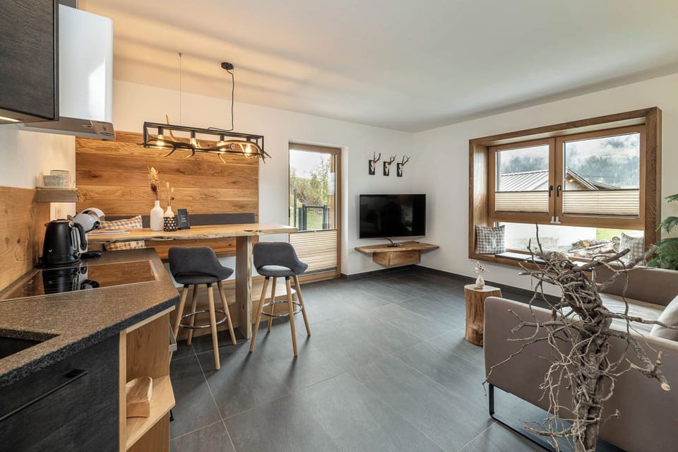 Superior Apartment, 1 Bedroom, Terrace, Mountain View | Living area | 100-cm flat-screen TV with digital channels, heated floors, offices