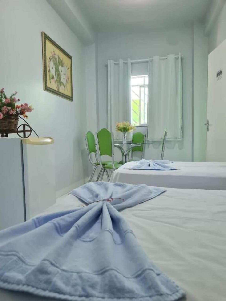 Desk, laptop workspace, WiFi (free), bed sheets