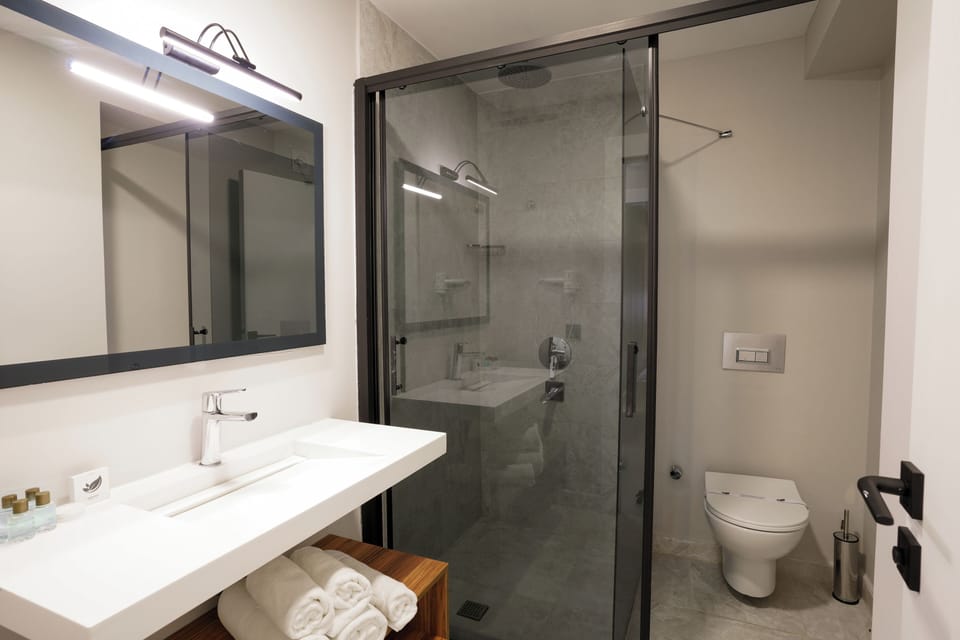 Signature Double Room, City View | Bathroom | Shower, rainfall showerhead, hair dryer, slippers