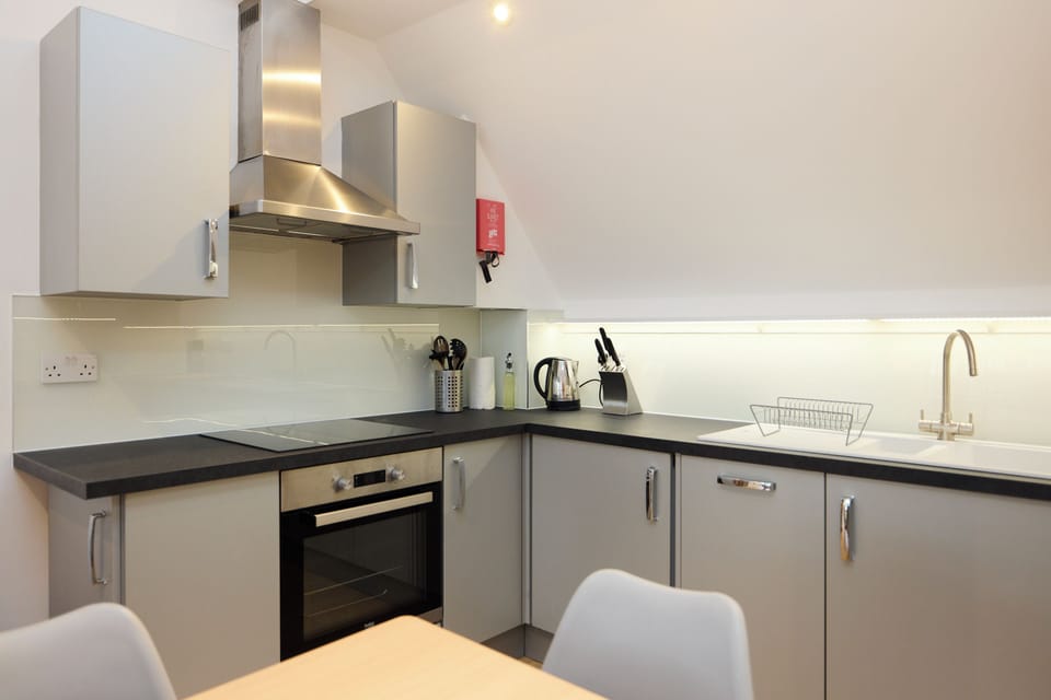 Apartment (1 Bedroom) | Private kitchen | Microwave, oven, dishwasher, electric kettle