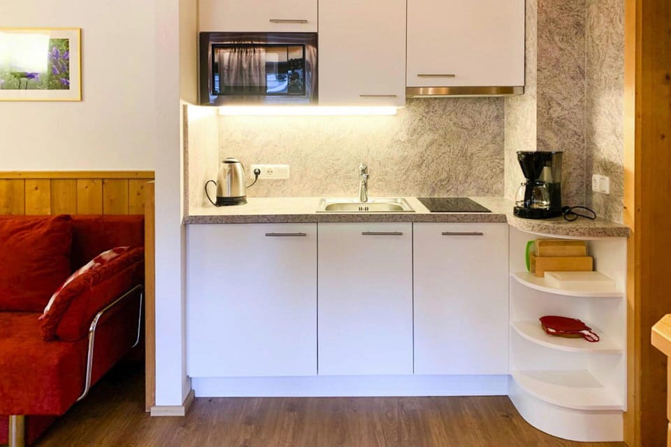 Fridge, microwave, dishwasher, coffee/tea maker