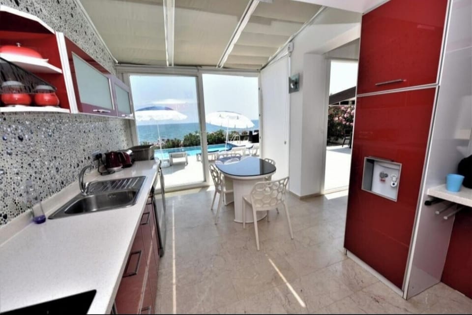 Villa | Private kitchen | Fridge, microwave, oven, stovetop