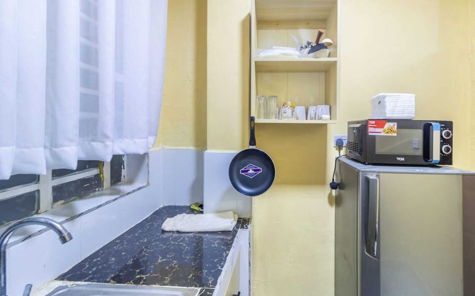 Deluxe Apartment, City View | Private kitchen | Microwave, cookware/dishes/utensils