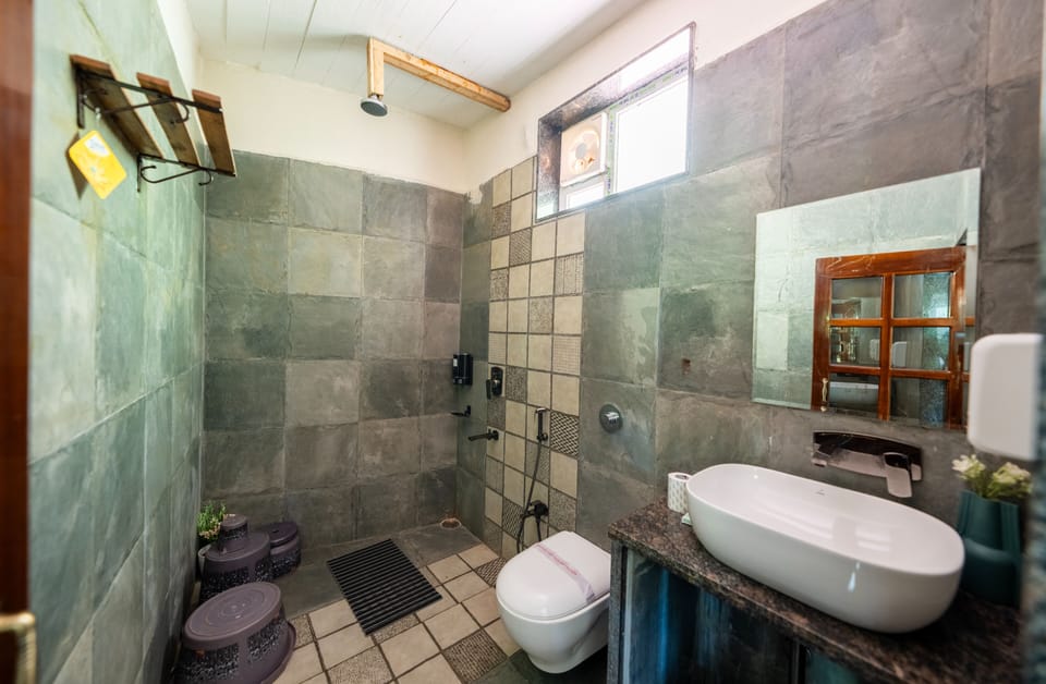 Panoramic Double Room | Bathroom | Shower, towels, shampoo, toilet paper